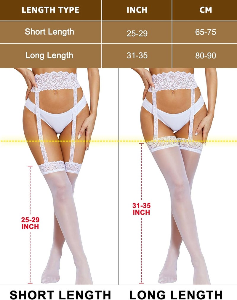 RSLOVE Stockings for Women Sheer Thigh High Sexy Pantyhose Lace Suspender Tights Garter Antiskid Silicone High Waist - Image 4